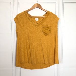 Anthropologie Postmark Mustard Stitch Tee